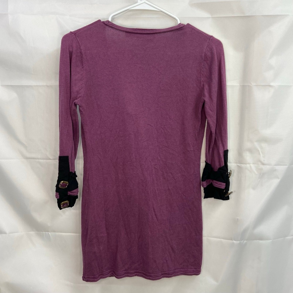 Twelve by Twelve Los Angeles women's purple black jeweled button vneck sweater S - Picture 7 of 8